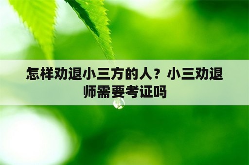 怎样劝退小三方的人？小三劝退师需要考证吗