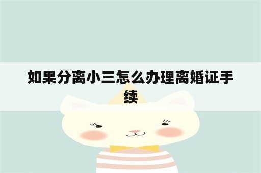 如果分离小三怎么办理离婚证手续