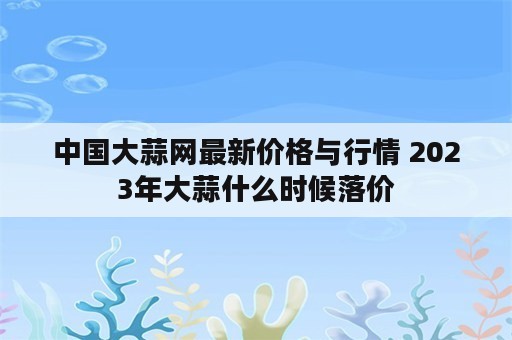 中国大蒜网最新价格与行情 2023年大蒜什么时候落价