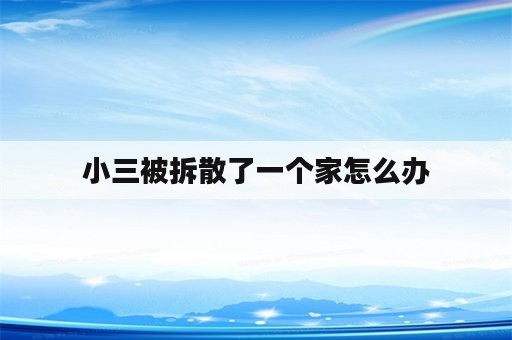 小三被拆散了一个家怎么办