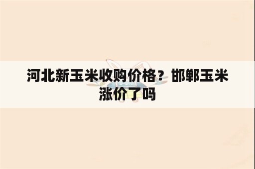 河北新玉米收购价格？邯郸玉米涨价了吗