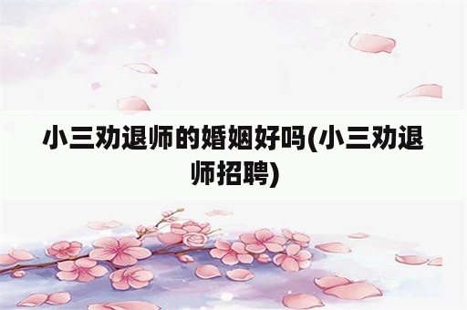 小三劝退师的婚姻好吗(小三劝退师招聘)