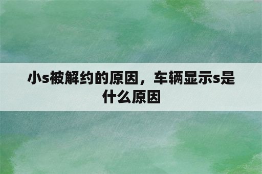 小s被解约的原因，车辆显示s是什么原因