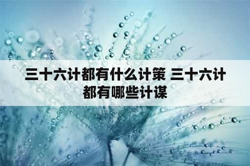 三十六计都有什么计策 三十六计都有哪些计谋