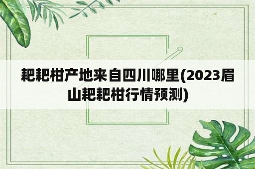 耙耙柑产地来自四川哪里(2023眉山耙耙柑行情预测)