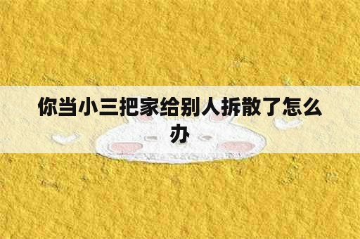 你当小三把家给别人拆散了怎么办