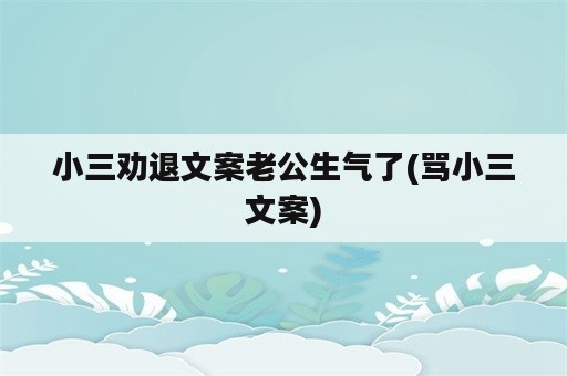 小三劝退文案老公生气了(骂小三文案)