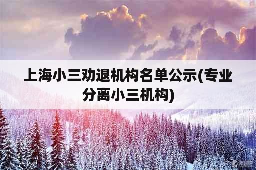 上海小三劝退机构名单公示(专业分离小三机构)