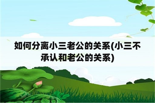 如何分离小三老公的关系(小三不承认和老公的关系)