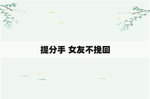 提分手 女友不挽回