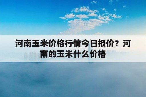 河南玉米价格行情今日报价？河南的玉米什么价格