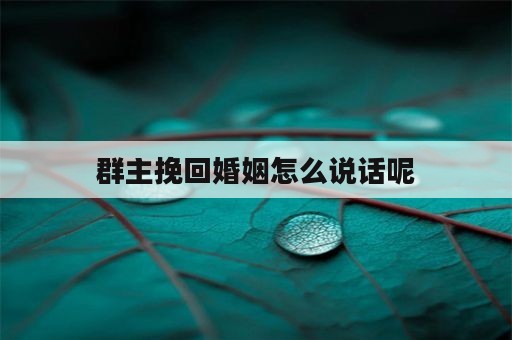 群主挽回婚姻怎么说话呢