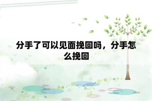 分手了可以见面挽回吗，分手怎么挽回