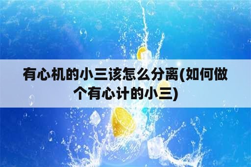 有心机的小三该怎么分离(如何做个有心计的小三)