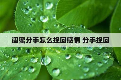 闺蜜分手怎么挽回感情 分手挽回