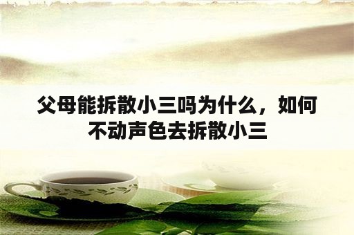 父母能拆散小三吗为什么，如何不动声色去拆散小三