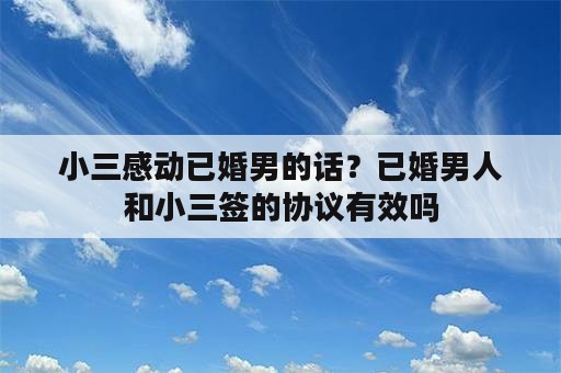 小三感动已婚男的话？已婚男人和小三签的协议有效吗